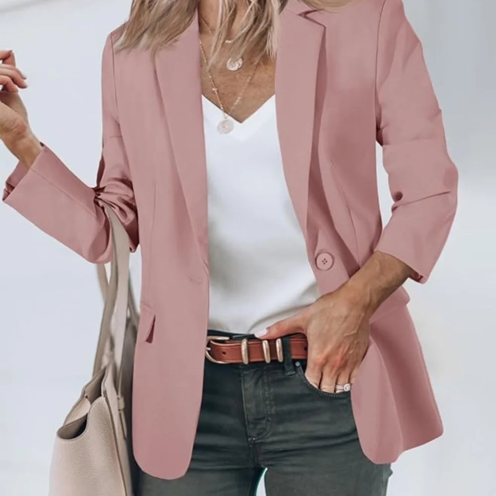 NWT - Nude Pink Slim Fit Blazer | One Button | Business Casual Jacket | Size M - Picture 2 of 7
